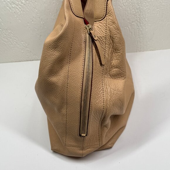 Kate Spade Mansfield Juniper Hobo Shoulder Bag Beige Leather Dual Zip Slouchy - Picture 5 of 16